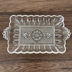 Anchor Hocking Early American Prescut Rectangle Divided Relish Glass Dish